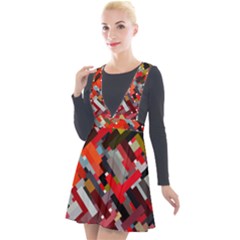 Maze Abstract Texture Rainbow Plunge Pinafore Velour Dress