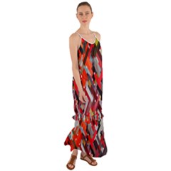 Maze Abstract Texture Rainbow Cami Maxi Ruffle Chiffon Dress by Dutashop