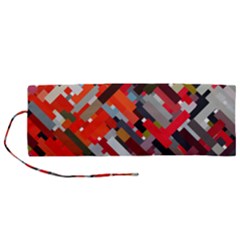 Maze Abstract Texture Rainbow Roll Up Canvas Pencil Holder (m) by Dutashop