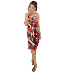 Maze Abstract Texture Rainbow Waist Tie Cover Up Chiffon Dress by Dutashop