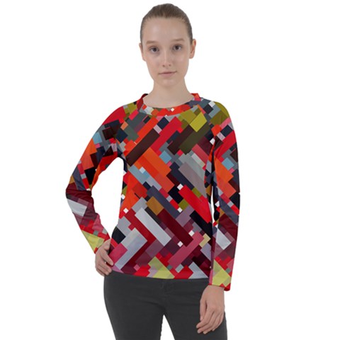 Maze Abstract Texture Rainbow Women s Long Sleeve Raglan Tee by Dutashop