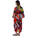 Maze Abstract Texture Rainbow Maxi Satin Kimono View2