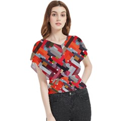 Maze Abstract Texture Rainbow Butterfly Chiffon Blouse