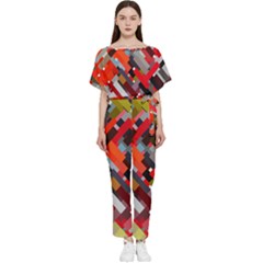 Maze Abstract Texture Rainbow Batwing Lightweight Jumpsuit