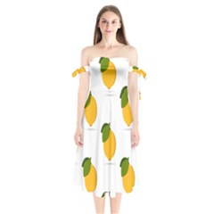 Lemon Fruit Shoulder Tie Bardot Midi Dress by Dutashop