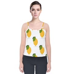 Lemon Fruit Velvet Spaghetti Strap Top