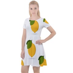 Lemon Fruit Cap Sleeve Velour Dress  by Dutashop