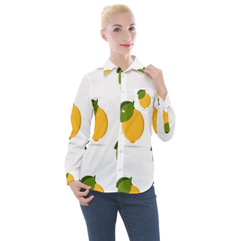 Lemon Fruit Women s Long Sleeve Pocket Shirt by Dutashop