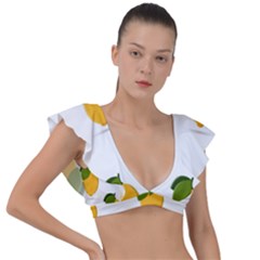 Lemon Fruit Plunge Frill Sleeve Bikini Top by Dutashop