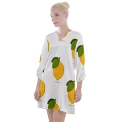 Lemon Fruit Open Neck Shift Dress