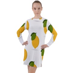 Lemon Fruit Long Sleeve Hoodie Dress by Dutashop