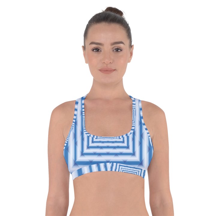 Metallic Blue Shiny Reflective Cross Back Sports Bra