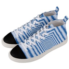 Metallic Blue Shiny Reflective Men s Mid-top Canvas Sneakers