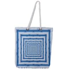 Metallic Blue Shiny Reflective Full Print Rope Handle Tote (large)