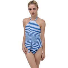 Metallic Blue Shiny Reflective Go With The Flow One Piece Swimsuit by Dutashop