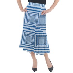 Metallic Blue Shiny Reflective Midi Mermaid Skirt