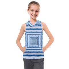 Metallic Blue Shiny Reflective Kids  Sleeveless Hoodie