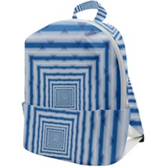 Metallic Blue Shiny Reflective Zip Up Backpack by Dutashop