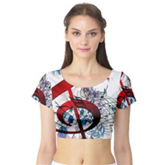 Music Treble Clef Sound Short Sleeve Crop Top