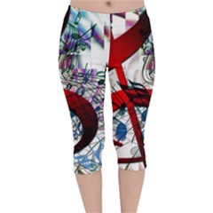 Music Treble Clef Sound Velvet Capri Leggings  by Dutashop