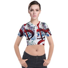 Music Treble Clef Sound Short Sleeve Cropped Jacket