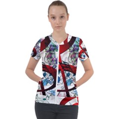 Music Treble Clef Sound Short Sleeve Zip Up Jacket by Dutashop