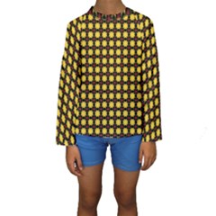 Yellow Pattern Green Kids  Long Sleeve Swimwear