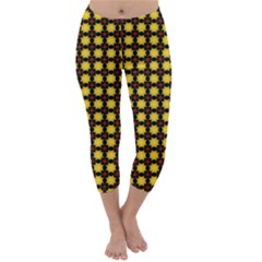 Yellow Pattern Green Capri Winter Leggings 