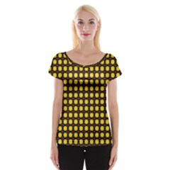 Yellow Pattern Green Cap Sleeve Top by Dutashop