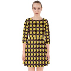 Yellow Pattern Green Smock Dress by Dutashop