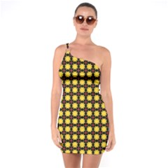 Yellow Pattern Green One Soulder Bodycon Dress by Dutashop