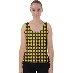 Yellow Pattern Green Velvet Tank Top