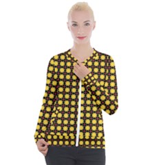 Yellow Pattern Green Casual Zip Up Jacket