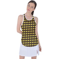 Yellow Pattern Green Racer Back Mesh Tank Top