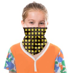 Yellow Pattern Green Face Covering Bandana (kids) by Dutashop