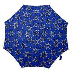 Star Pattern Blue Gold Hook Handle Umbrellas (large)