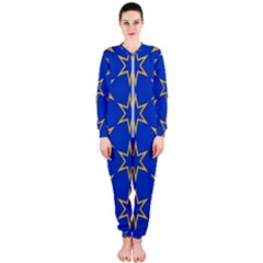 Star Pattern Blue Gold Onepiece Jumpsuit (ladies)  by Dutashop