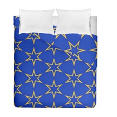 Star Pattern Blue Gold Duvet Cover Double Side (full/ Double Size)