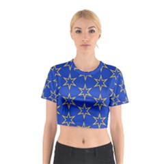 Star Pattern Blue Gold Cotton Crop Top