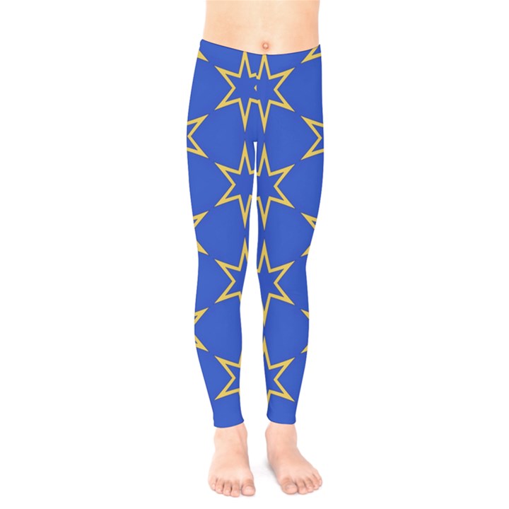 Star Pattern Blue Gold Kids  Leggings