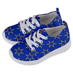 Star Pattern Blue Gold Kids  Lightweight Sports Shoes by Dutashop