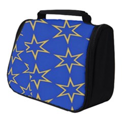 Star Pattern Blue Gold Full Print Travel Pouch (small)