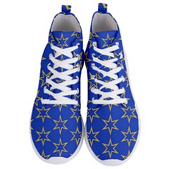 Star Pattern Blue Gold Men s Lightweight High Top Sneakers by Dutashop