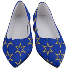 Star Pattern Blue Gold Women s Block Heels 