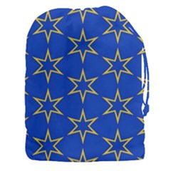 Star Pattern Blue Gold Drawstring Pouch (3xl) by Dutashop