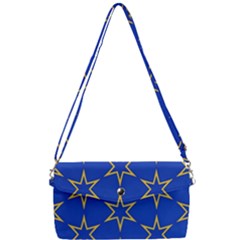 Star Pattern Blue Gold Removable Strap Clutch Bag by Dutashop