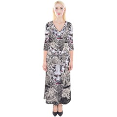 Samurai Oni Mask Quarter Sleeve Wrap Maxi Dress by Saga96