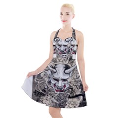 Samurai Oni Mask Halter Party Swing Dress  by Saga96