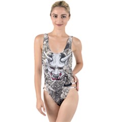 Samurai Oni Mask High Leg Strappy Swimsuit