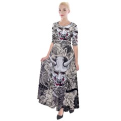 Samurai Oni Mask Half Sleeves Maxi Dress